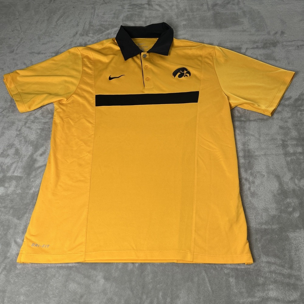 Iowa Hawkeyes T Shirt Nike Dri Fit Performance Yellow Size M Logo Swoosh